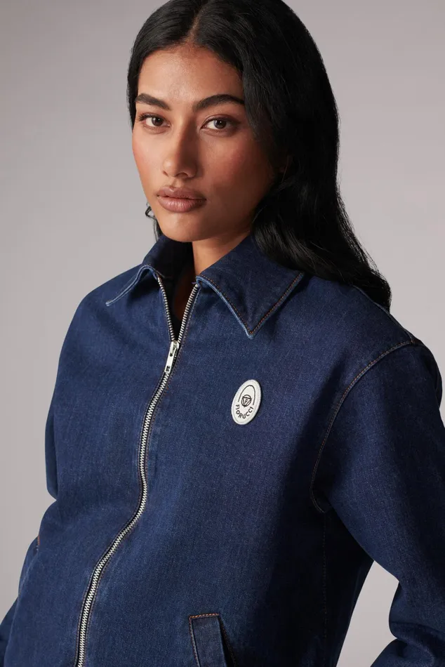 WomenMen Fiorucci Jeans and Denim Unisex Logo Patch Denim Jacket Mid Wash WomenMen Fiorucci Jeans and Denim Unisex Logo Patch Denim Jacket Mid Wash