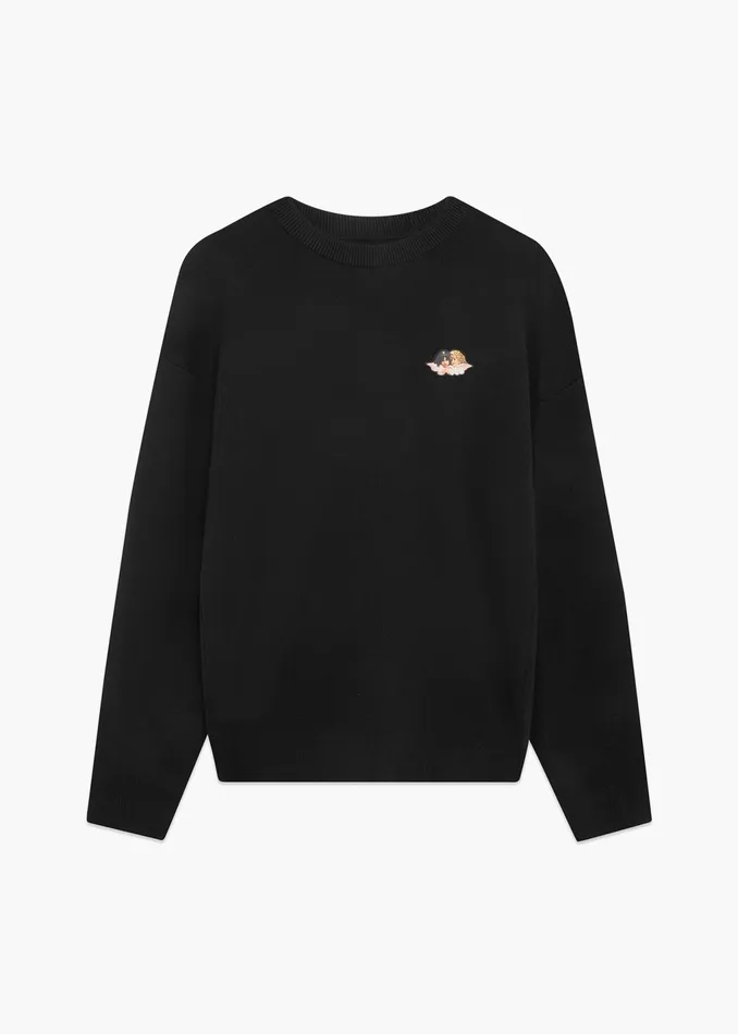 WomenMen Fiorucci Sweatshirts and Hoodies Unisex Icon Angels Knit Jumper Black WomenMen Fiorucci Sweatshirts and Hoodies Unisex Icon Angels Knit Jumper Black