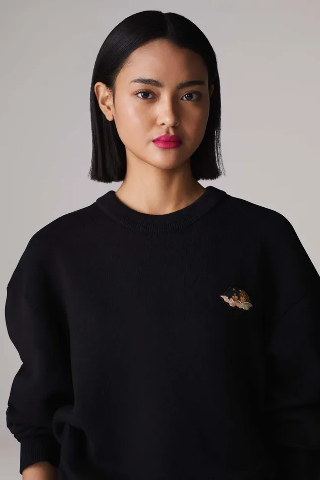 WomenMen Fiorucci Sweatshirts and Hoodies Unisex Icon Angels Knit Jumper Black WomenMen Fiorucci Sweatshirts and Hoodies Unisex Icon Angels Knit Jumper Black