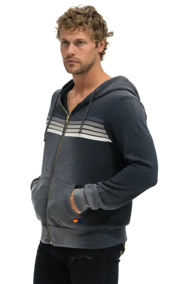 WomenMen Hoodies Aviator Nation 5 Stripe Hoodie 8211 Faded Smoke