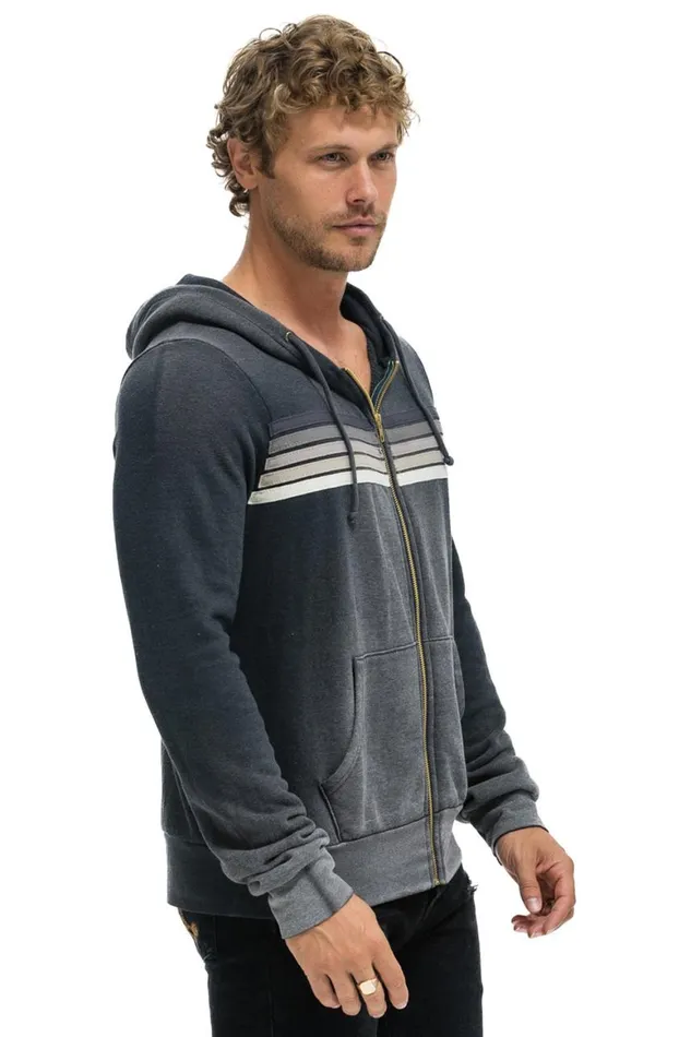 WomenMen Hoodies Aviator Nation 5 Stripe Hoodie 8211 Faded Smoke