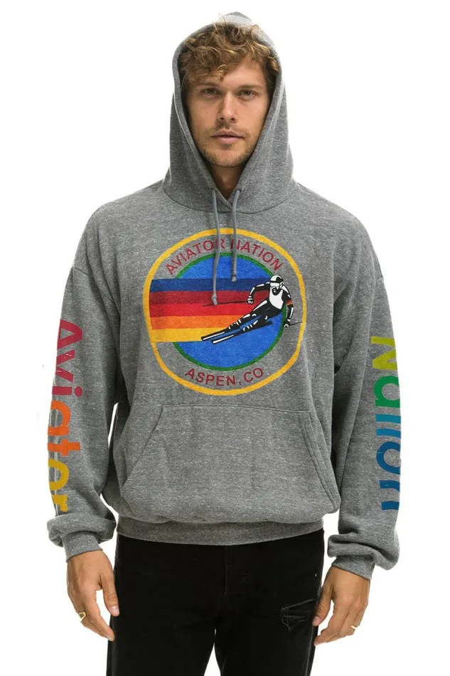 WomenMen Hoodies Aviator Nation Aspen Relaxed Pullover Hoodie 8211 Heather Grey