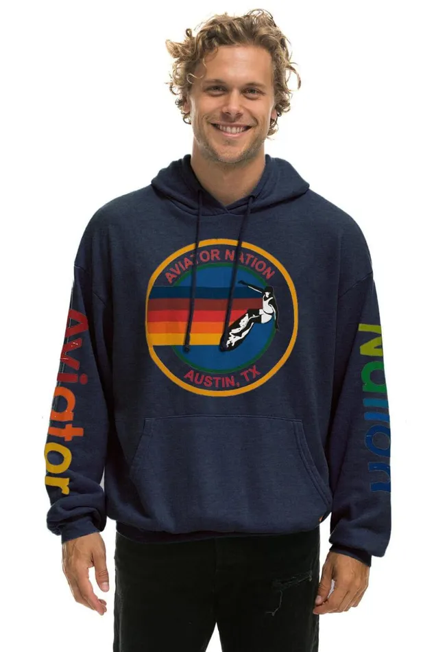 WomenMen Hoodies Aviator Nation Austin Relaxed Pullover Hoodie 8211 Navy