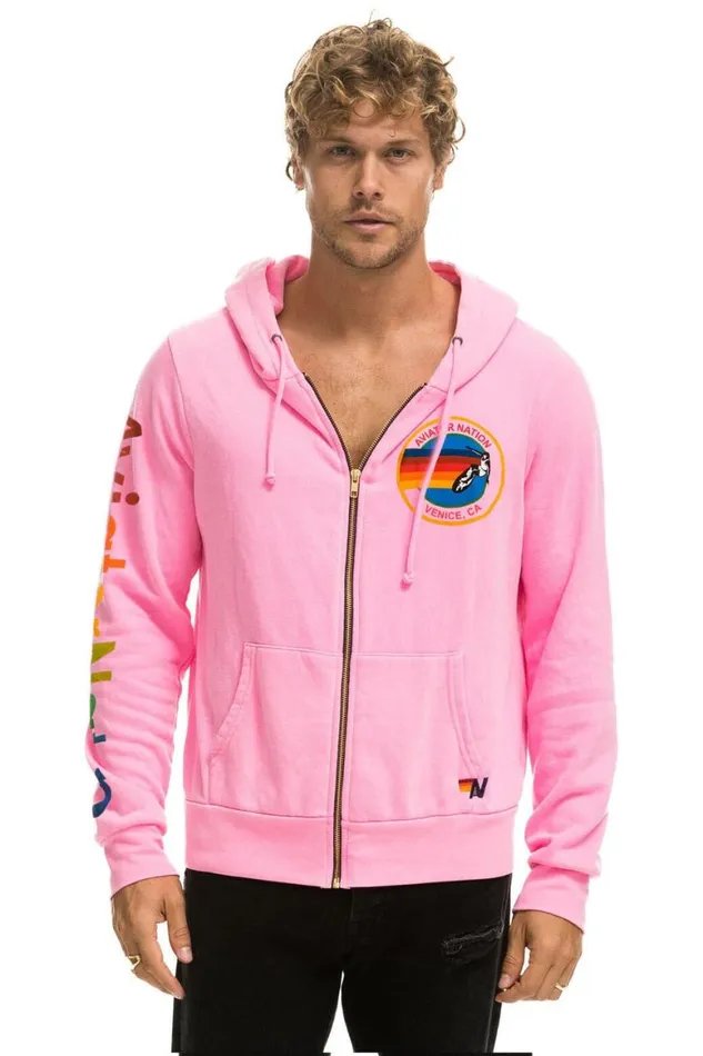 WomenMen Hoodies Aviator Nation Hoodie 8211 Neon Pink