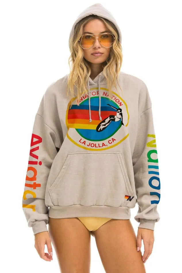 WomenMen Hoodies Aviator Nation La Jolla Relaxed Pullover Hoodie 8211 Sand