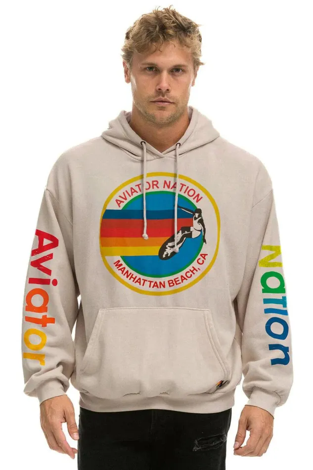 WomenMen Hoodies Aviator Nation Manhattan Beach Relaxed Pullover Hoodie 8211 Sand