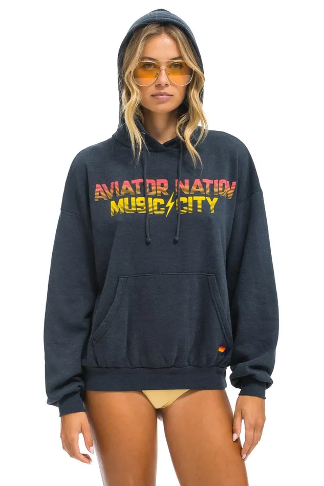 WomenMen Hoodies Aviator Nation Nashville Music City Pullover Hoodie Relaxed 8211 Charcoal WomenMen Hoodies Aviator Nation Nashville Music City Pullover Hoodie Relaxed 8211 Charcoal