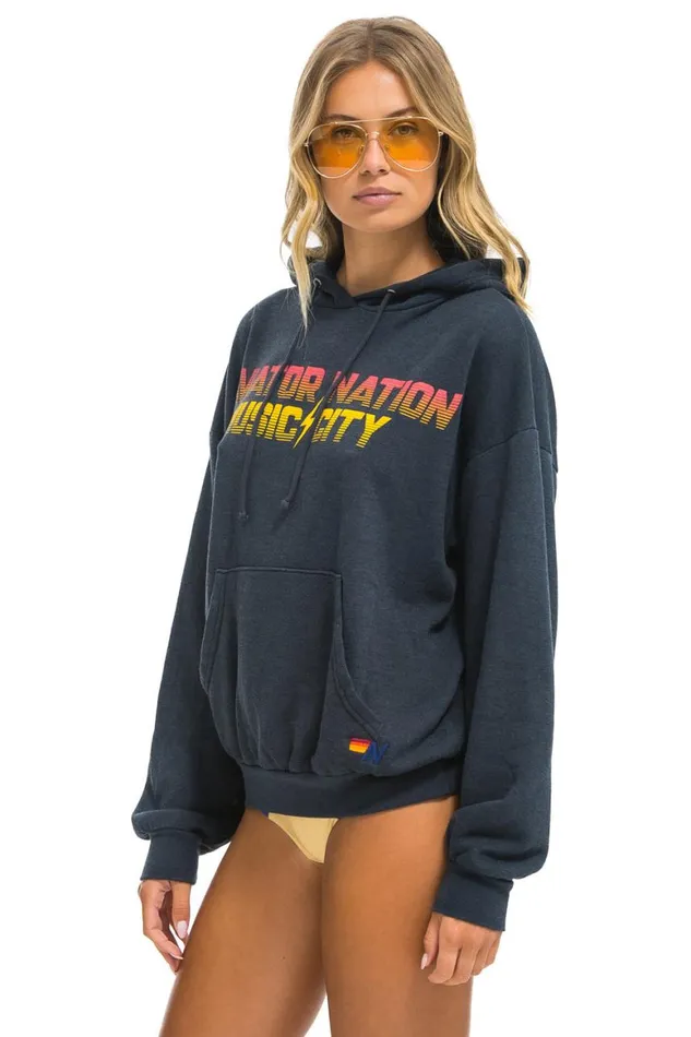 WomenMen Hoodies Aviator Nation Nashville Music City Pullover Hoodie Relaxed 8211 Charcoal