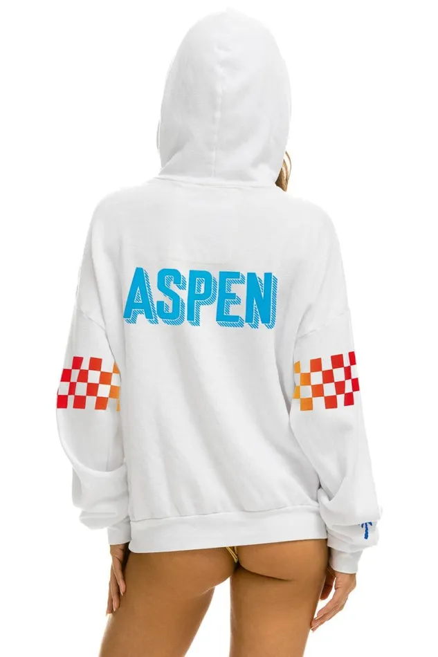 WomenMen Hoodies Aviator Nation Palm Tree Festival Aspen 2023 Pullover Hoodie Relaxed 8211 White