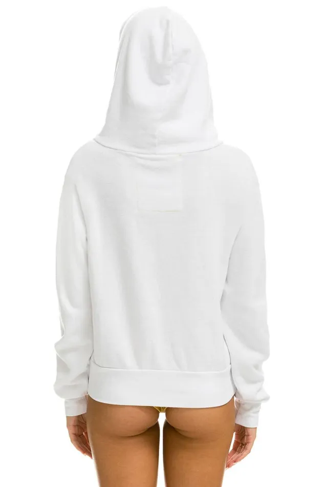WomenMen Hoodies Aviator Nation Rainbow Heart Stitch Zip Hoodie W Pockets 8211 White
