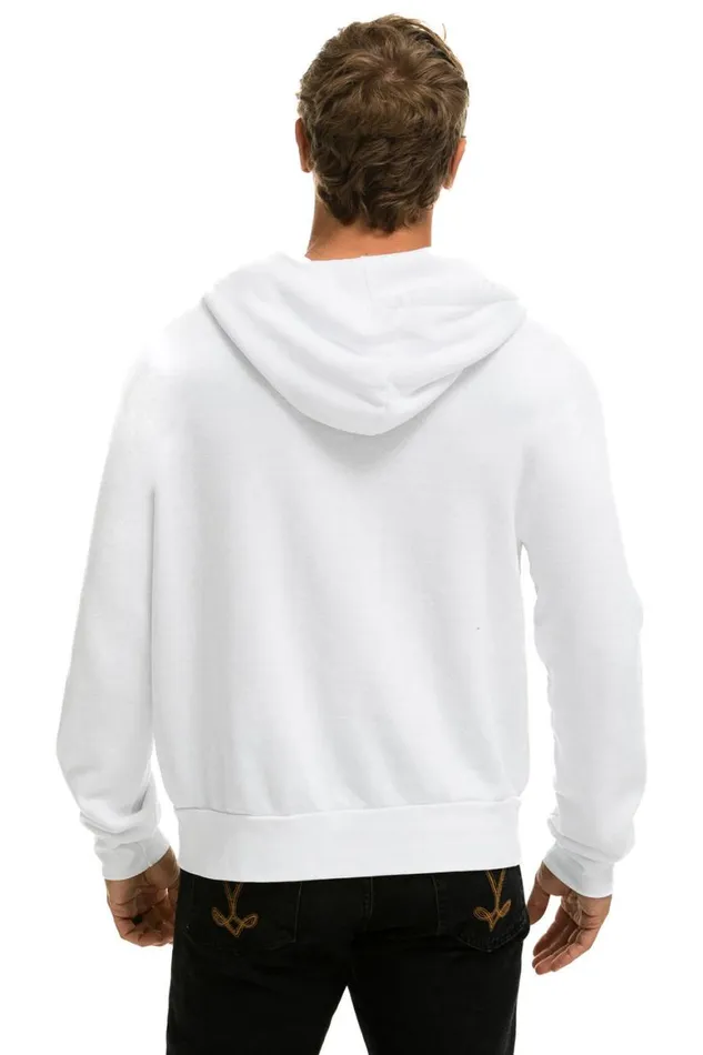 WomenMen Hoodies Aviator Nation Rainbow Heart Stitch Zip Hoodie W Pockets 8211 White