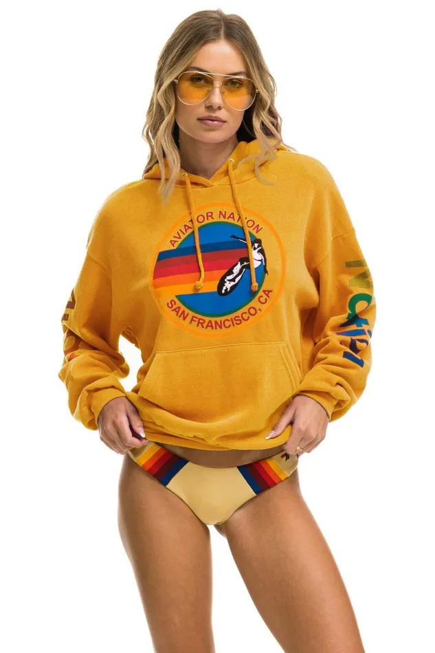 WomenMen Hoodies Aviator Nation San Francisco Relaxed Pullover Hoodie 8211 Gold WomenMen Hoodies Aviator Nation San Francisco Relaxed Pullover Hoodie 8211 Gold