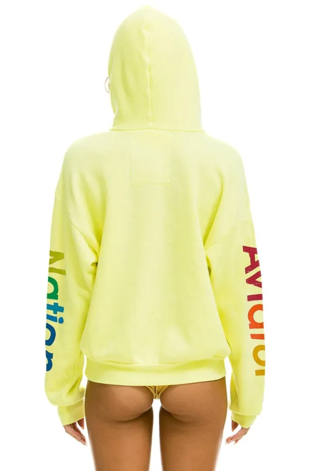 WomenMen Hoodies Aviator Nation Vail Relaxed Pullover Hoodie 8211 Neon Yellow