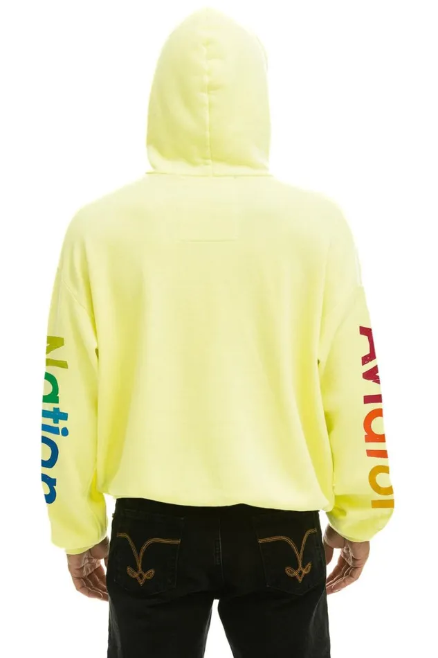 WomenMen Hoodies Aviator Nation Vail Relaxed Pullover Hoodie 8211 Neon Yellow