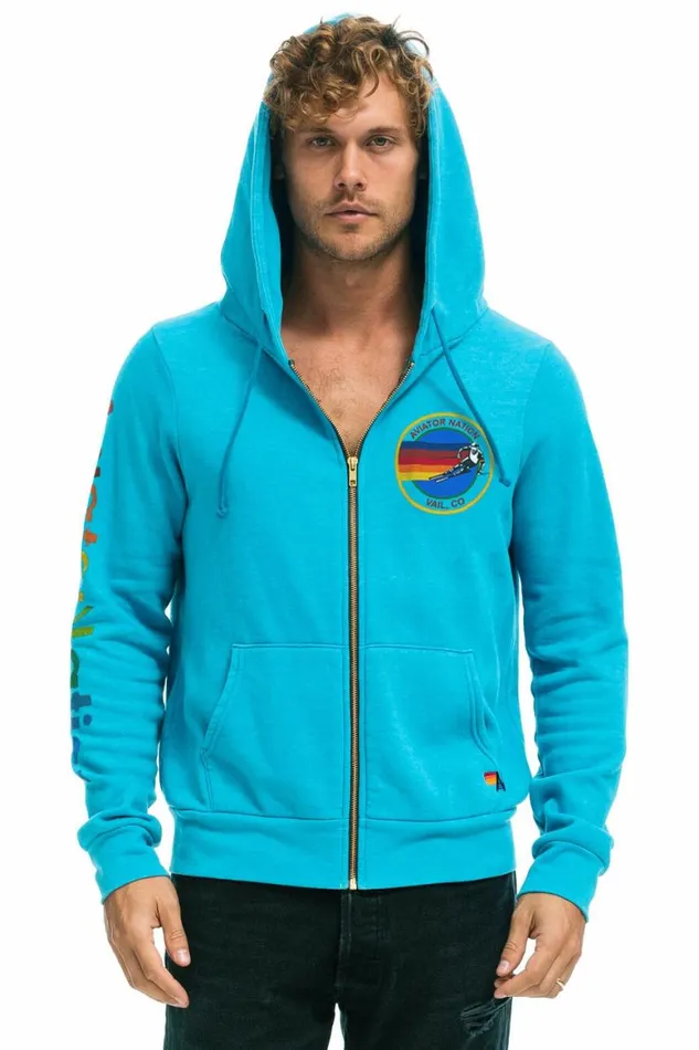 WomenMen Hoodies Aviator Nation Vail Zip Hoodie 8211 Neon Blue