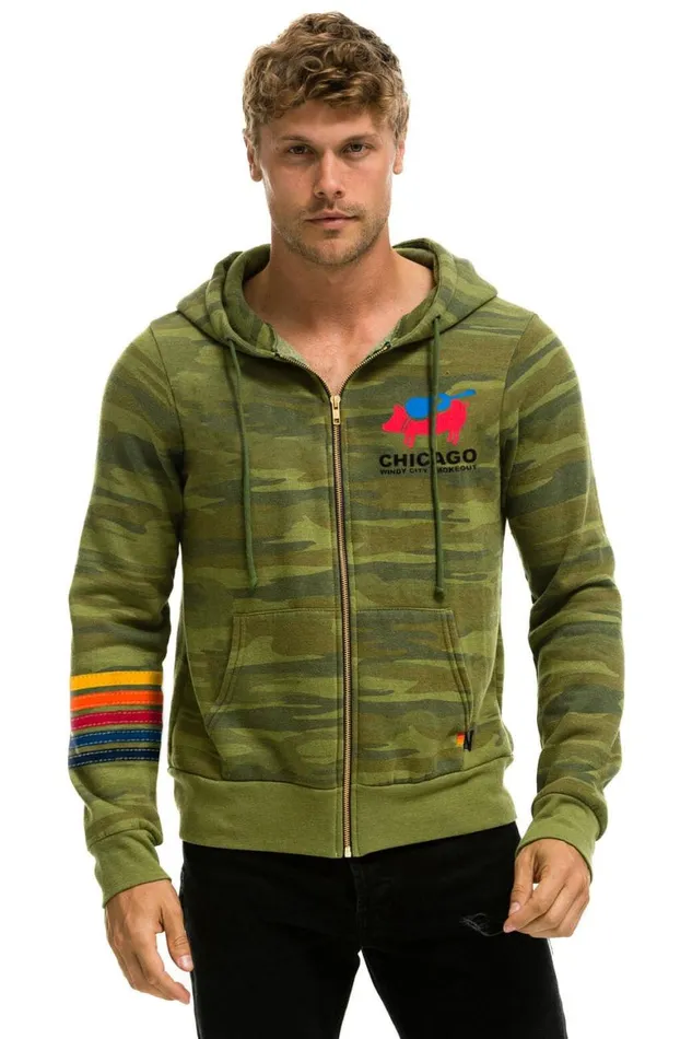 WomenMen Hoodies Aviator Nation Windy City Smokeout 2024 Zip Hoodie 8211 Camo