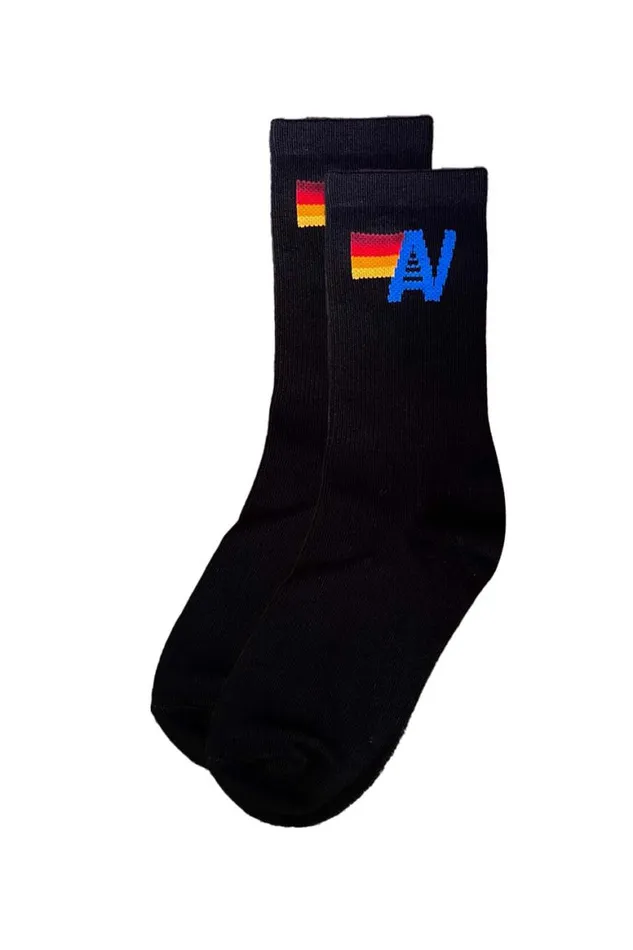 WomenMen Socks Aviator Nation Logo Sock 8211 Black