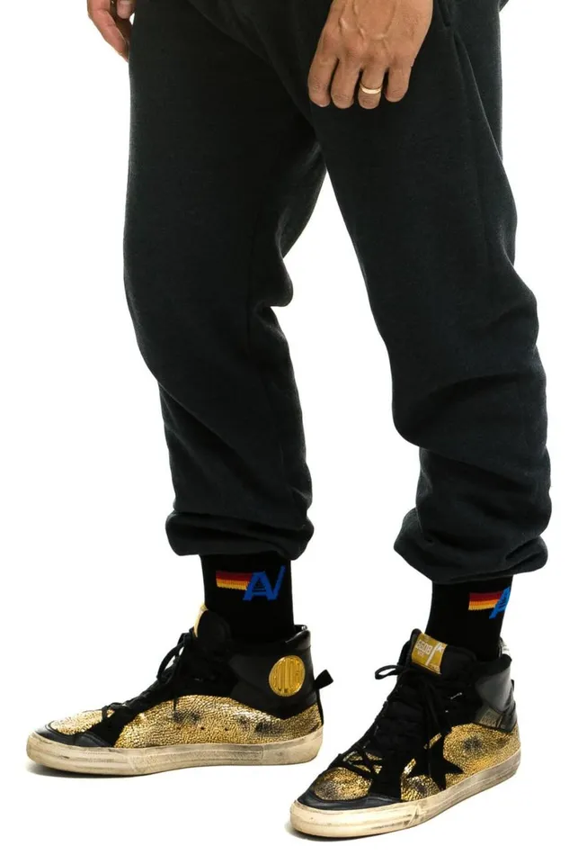WomenMen Socks Aviator Nation Logo Sock 8211 Black