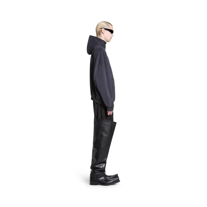 WomenMen Sweatshirts and Hoodies Balenciaga Outline Hoodie Oversized In Black Faded