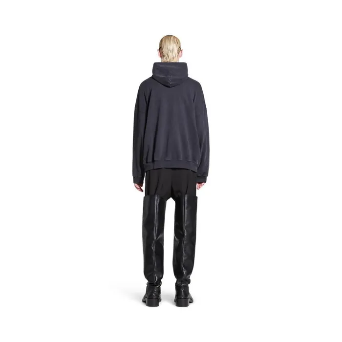 WomenMen Sweatshirts and Hoodies Balenciaga Outline Hoodie Oversized In Black Faded