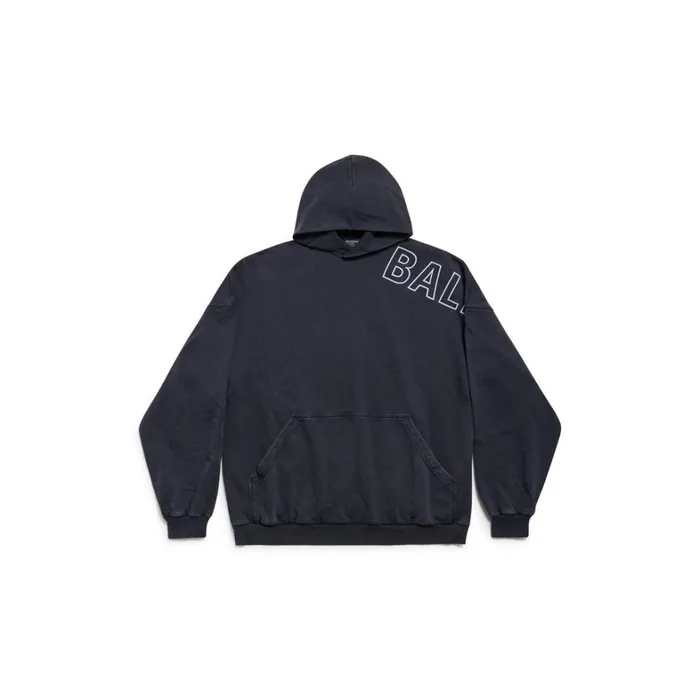 WomenMen Sweatshirts and Hoodies Balenciaga Outline Hoodie Oversized In Black Faded