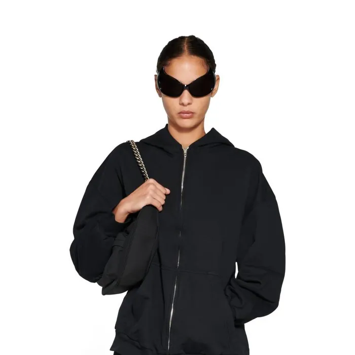 WomenMen Sweatshirts and Hoodies Balenciaga Outside Loop Zipup Hoodie Small Fit In Black Faded