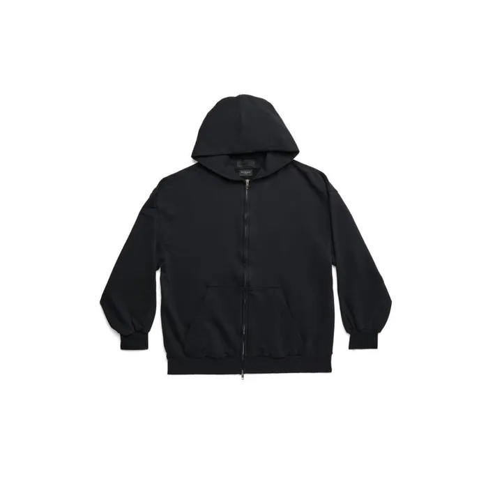 WomenMen Sweatshirts and Hoodies Balenciaga Outside Loop Zipup Hoodie Small Fit In Black Faded