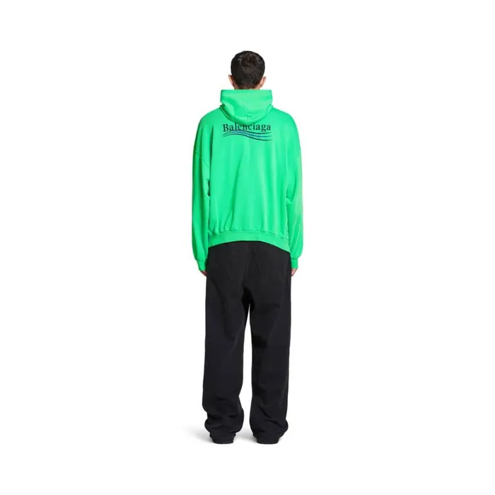 WomenMen Sweatshirts and Hoodies Balenciaga Political Campaign Hoodie Oversized In Greenblackblue