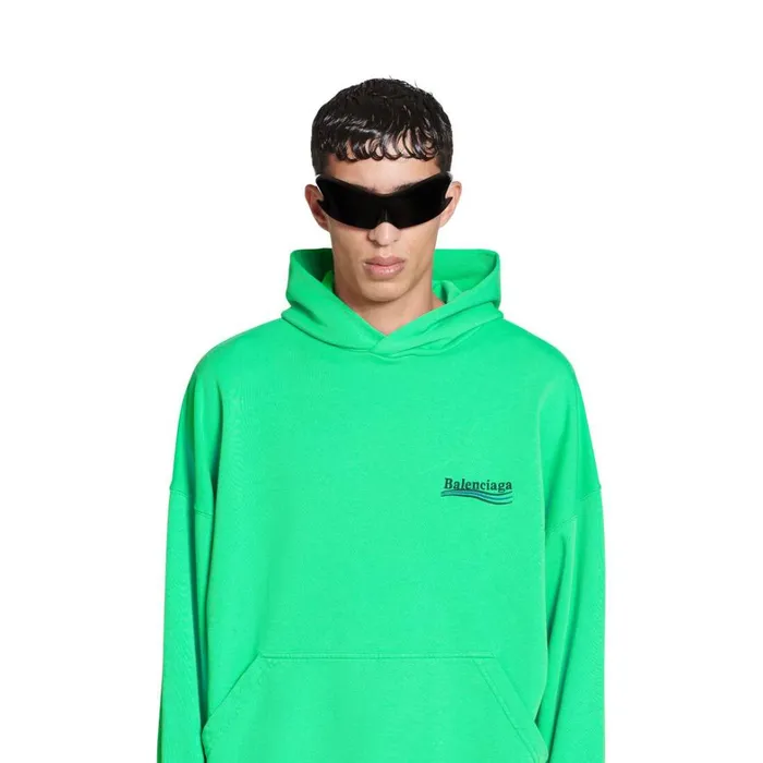 WomenMen Sweatshirts and Hoodies Balenciaga Political Campaign Hoodie Oversized In Greenblackblue