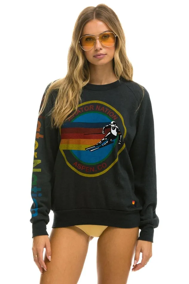 WomenMen Sweatshirts Aviator Nation Aspen Crew Sweatshirt 8211 Charcoal