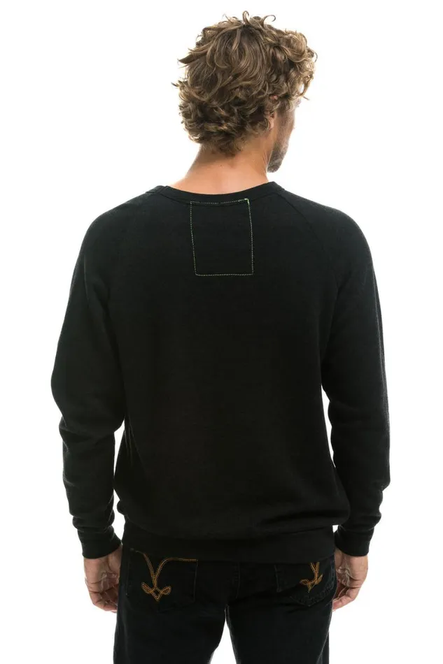 WomenMen Sweatshirts Aviator Nation Bolt Crew Sweatshirt 8211 Black Neon Pink