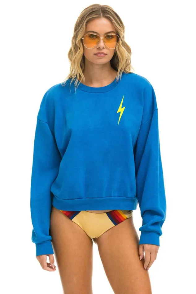 WomenMen Sweatshirts Aviator Nation Bolt Stitch Relaxed Crew Sweatshirt 8211 Ocean Neon Yellow WomenMen Sweatshirts Aviator Nation Bolt Stitch Relaxed Crew Sweatshirt 8211 Ocean Neon Yellow