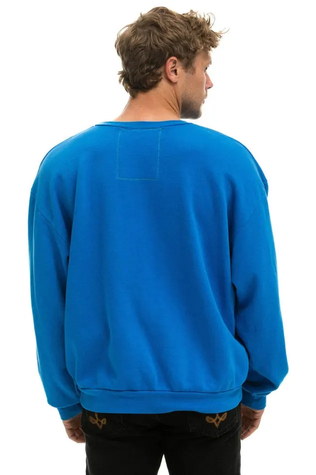 WomenMen Sweatshirts Aviator Nation Bolt Stitch Relaxed Crew Sweatshirt 8211 Ocean Neon Yellow