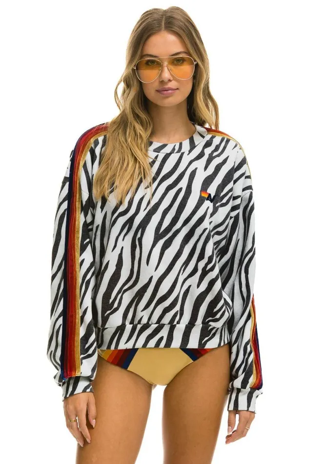 WomenMen Sweatshirts Aviator Nation Classic Relaxed Fit Crew Sweatshirt 8211 Zebra WomenMen Sweatshirts Aviator Nation Classic Relaxed Fit Crew Sweatshirt 8211 Zebra