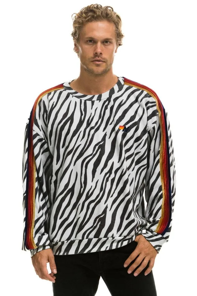 WomenMen Sweatshirts Aviator Nation Classic Relaxed Fit Crew Sweatshirt 8211 Zebra