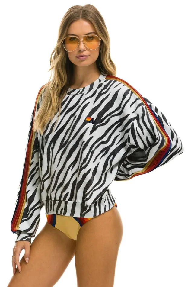 WomenMen Sweatshirts Aviator Nation Classic Relaxed Fit Crew Sweatshirt 8211 Zebra