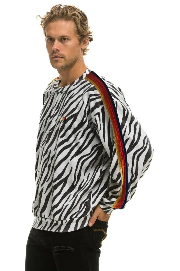WomenMen Sweatshirts Aviator Nation Classic Relaxed Fit Crew Sweatshirt 8211 Zebra