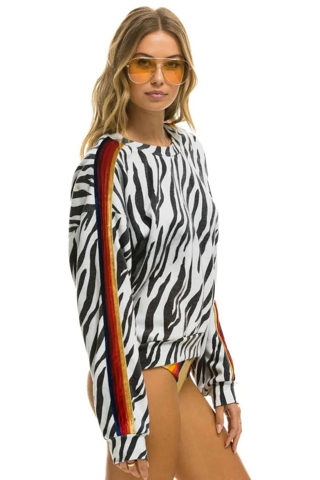 WomenMen Sweatshirts Aviator Nation Classic Relaxed Fit Crew Sweatshirt 8211 Zebra