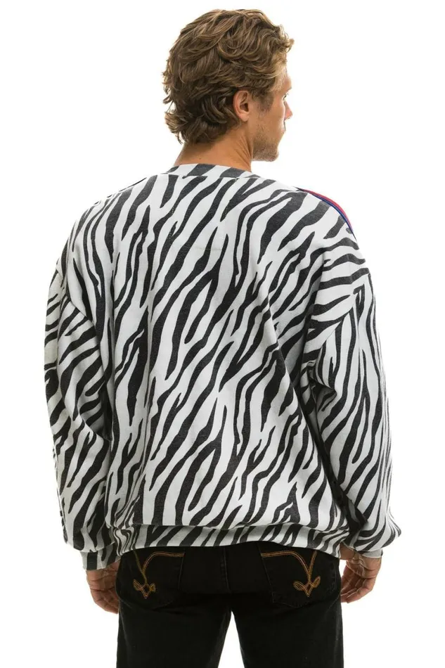 WomenMen Sweatshirts Aviator Nation Classic Relaxed Fit Crew Sweatshirt 8211 Zebra