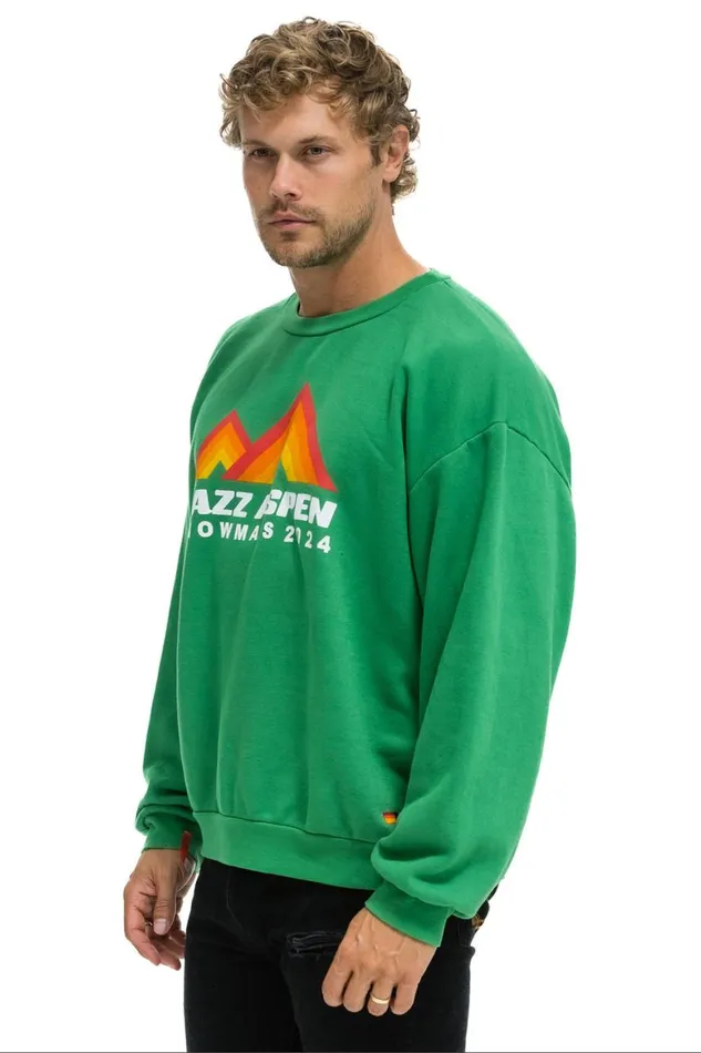 WomenMen Sweatshirts Aviator Nation Jazz Aspen Snowmass 2024 Crew Sweatshirt Relaxed 8211 Kelly Green