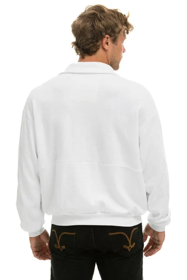 WomenMen Sweatshirts Aviator Nation Logo Embroidery Half Zip Sweatshirt 8211 White
