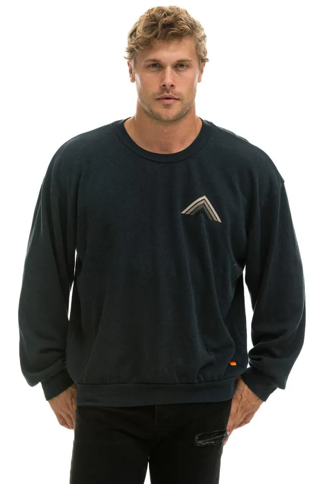 WomenMen Sweatshirts Aviator Nation Mountain Stitch Relaxed Crew Sweatshirt 8211 Charcoal Grey