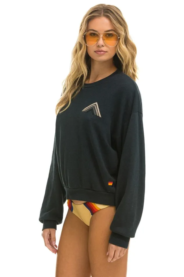 WomenMen Sweatshirts Aviator Nation Mountain Stitch Relaxed Crew Sweatshirt 8211 Charcoal Grey