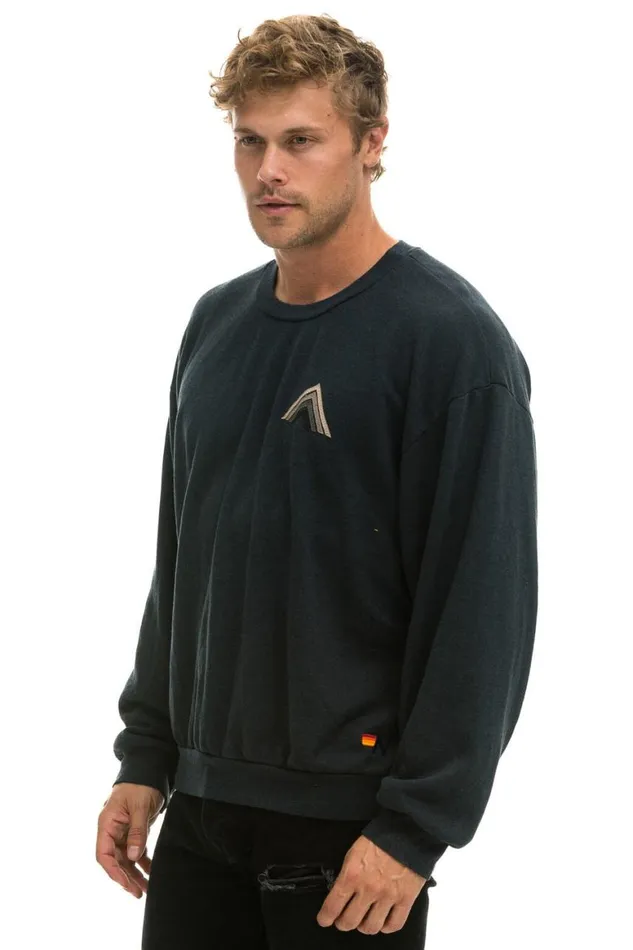 WomenMen Sweatshirts Aviator Nation Mountain Stitch Relaxed Crew Sweatshirt 8211 Charcoal Grey