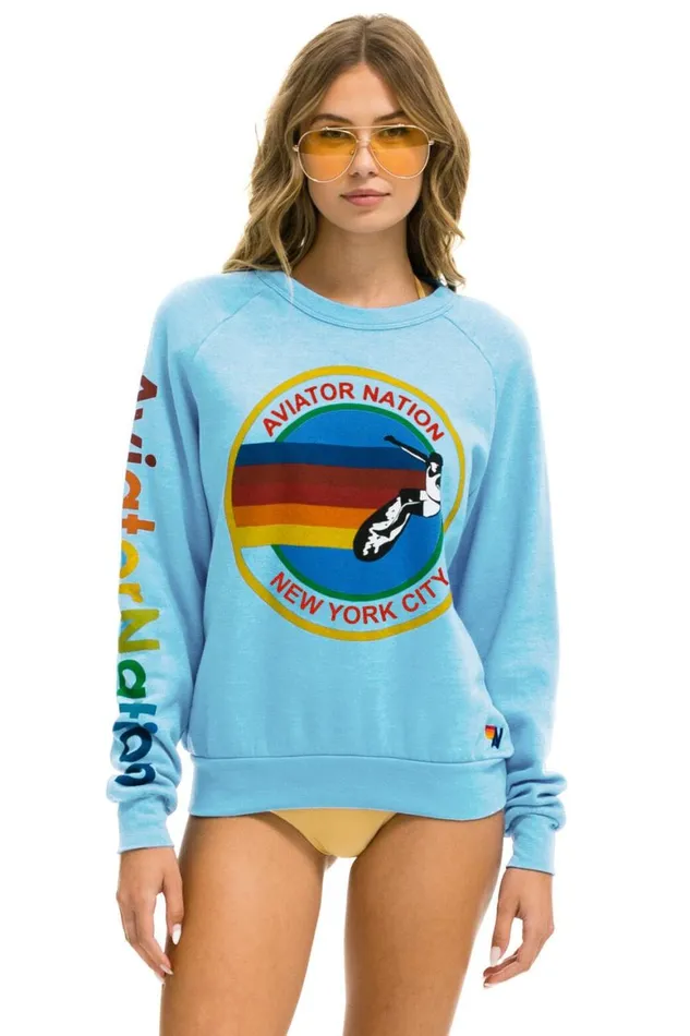 WomenMen Sweatshirts Aviator Nation New York City Crew Sweatshirt 8211 Sky