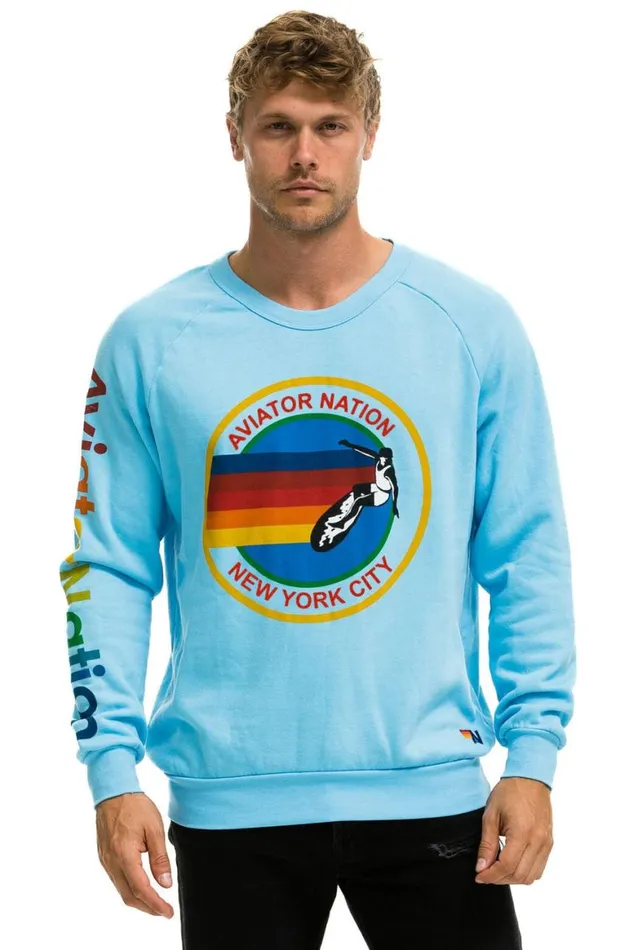 WomenMen Sweatshirts Aviator Nation New York City Crew Sweatshirt 8211 Sky