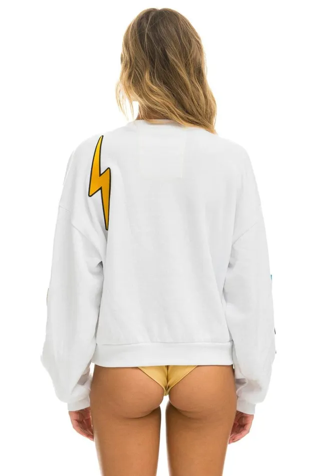 WomenMen Sweatshirts Aviator Nation Vintage Patch Relaxed Crew Sweatshirt 8211 White