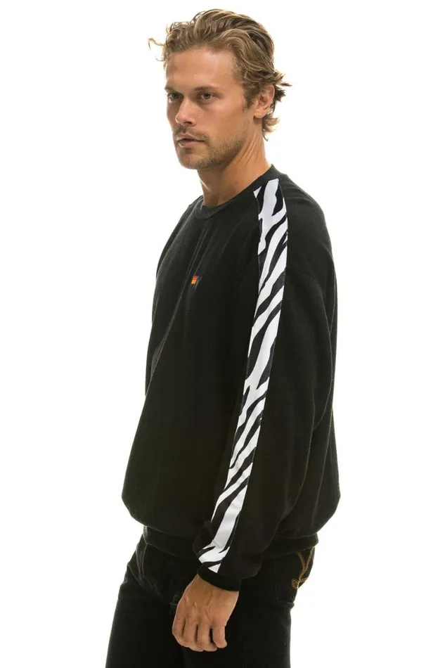 WomenMen Sweatshirts Aviator Nation Zebra Stripe Relaxed Fit Crew Sweatshirt 8211 Black Zebra
