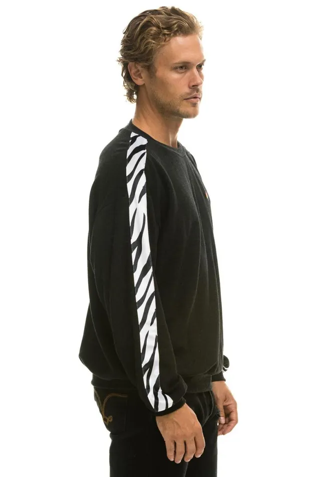 WomenMen Sweatshirts Aviator Nation Zebra Stripe Relaxed Fit Crew Sweatshirt 8211 Black Zebra