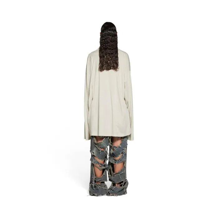 WomenMen Tshirts Balenciaga Balenciaga Long Sleeve Tshirt Oversized In Off White